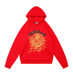 Sp5der Sp5der Logo & Golden Spider‑Web Pullover Hoodie Hip‑Hop Street‑Wear Sweatshirt
