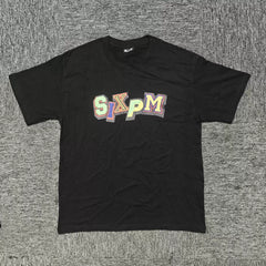 6PM Colorful Patchwork Letter Oversized T‑Shirt