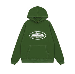 Forest Green Vintage Graphic Hoodie – Oversized Streetwear Pullover