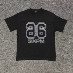 6PM Number‑Print Oversized Graphic T‑Shirt