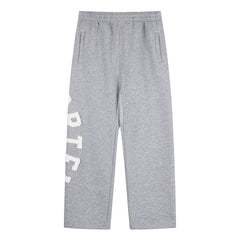 Grey Graphic Straight-Leg Sweatpants | Minimalist Streetwear Pants with Side Letter Detail