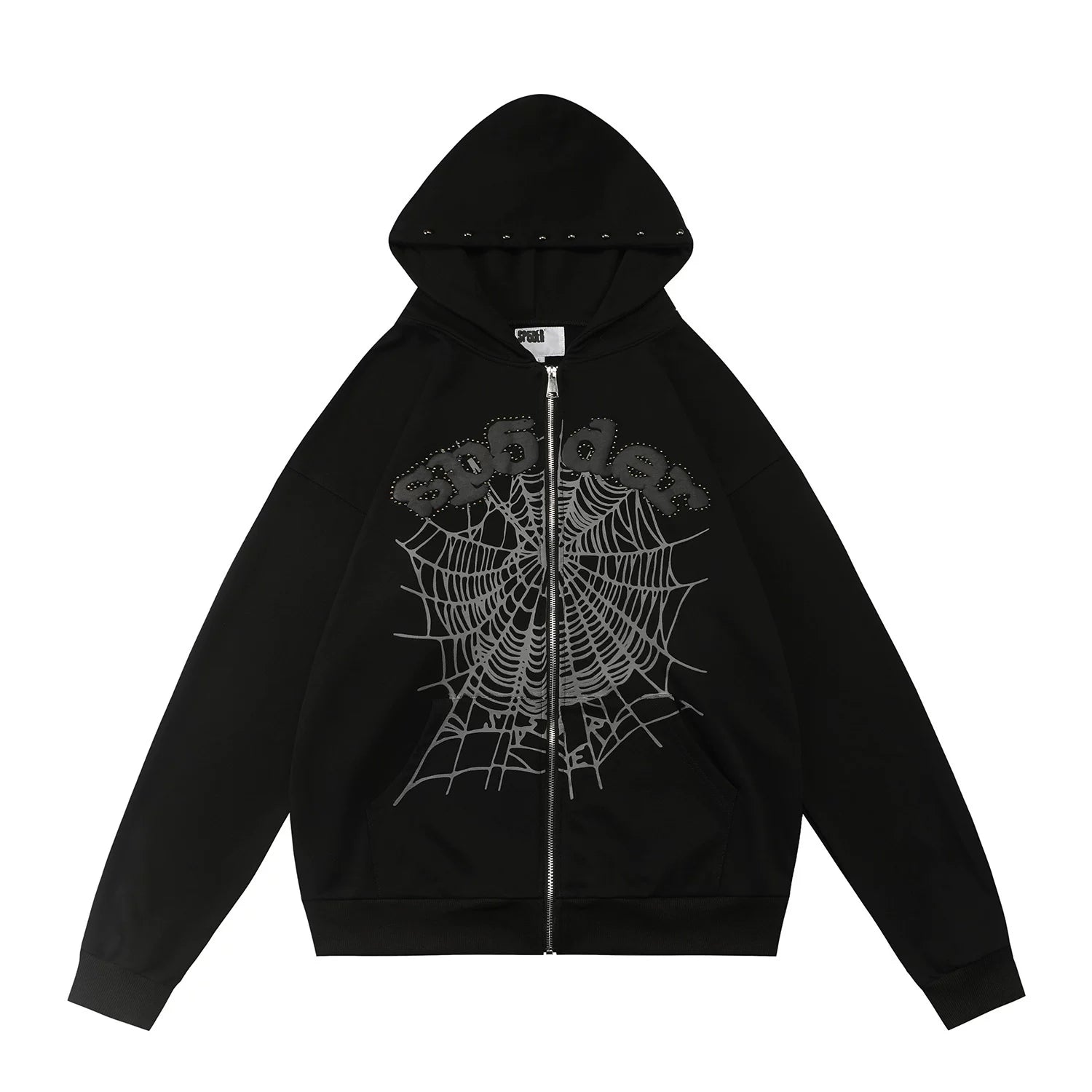 Sp5der Spider‑Web Zip‑Up Hoodie Hip‑Hop Street‑Wear Jacket