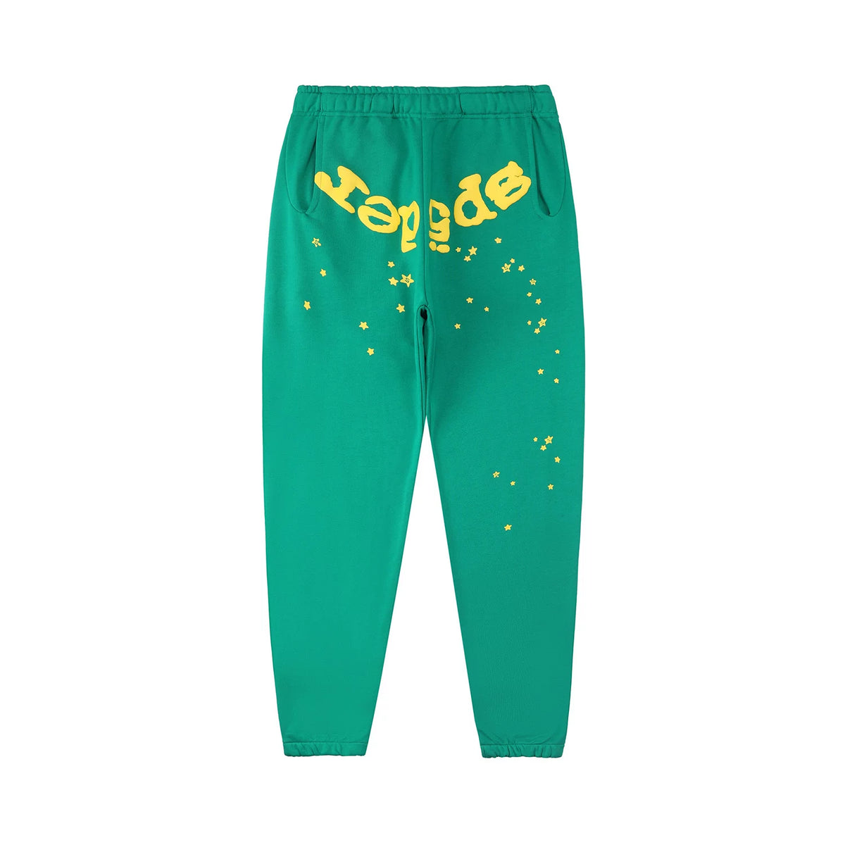 Sp5der Yellow‑Speckled Graphic Jogger Sweatpants Hip‑Hop Street‑Wear Trousers