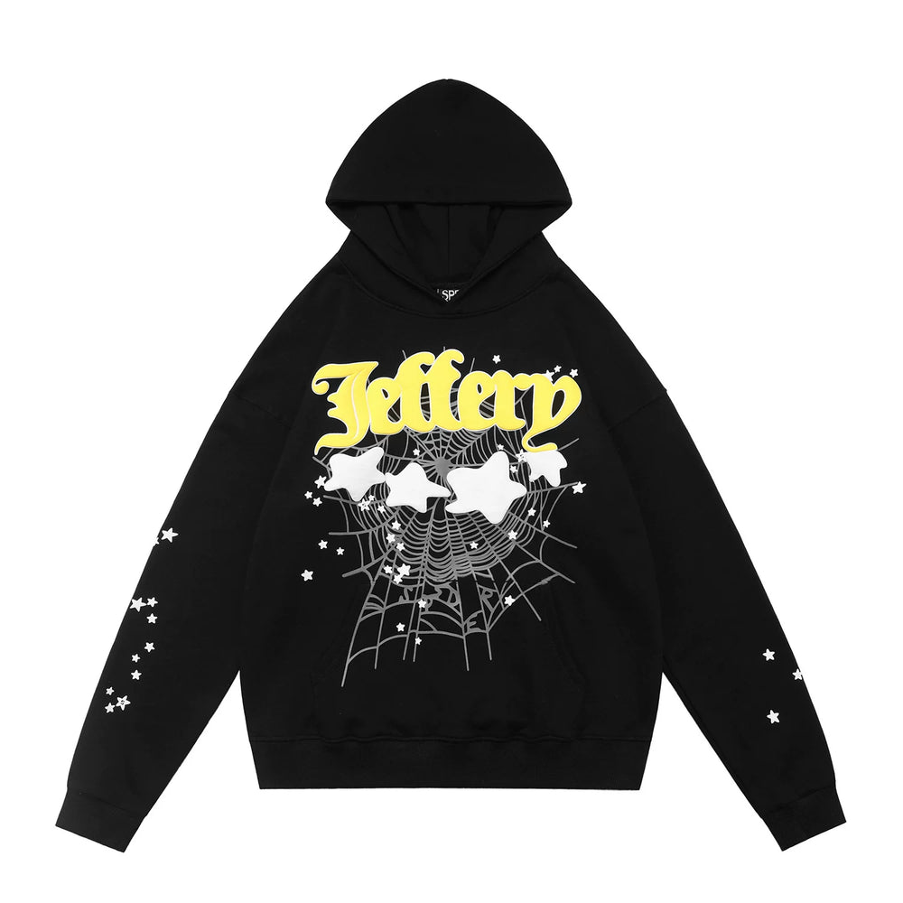 Sp5der Jeffery Spider‑Web Graphic Pullover Hoodie Hip‑Hop Street‑Wear Sweatshirt