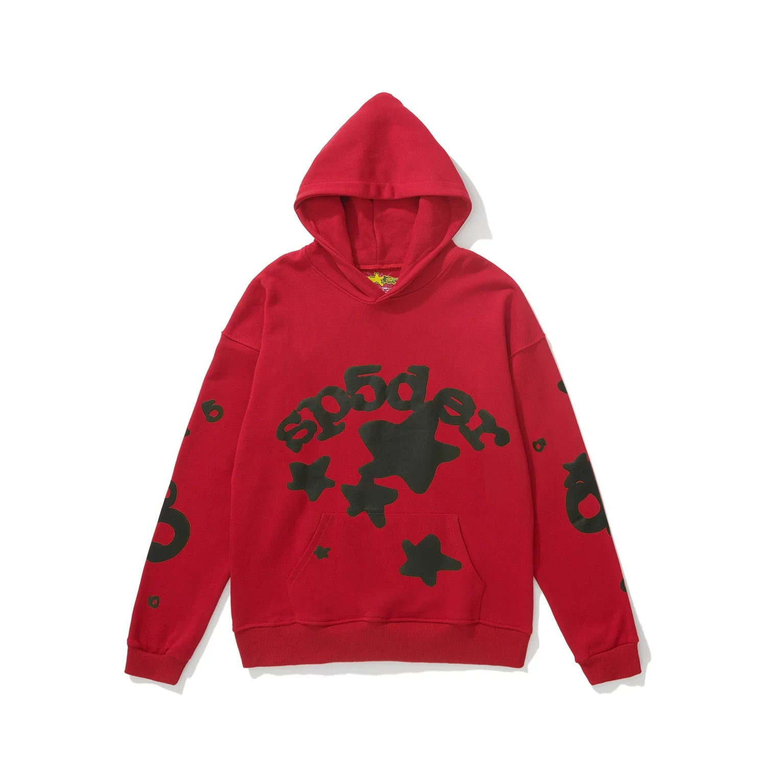 SP5DER Star Bubble Letter Graphic Pullover Hoodie Hip‑Hop Street‑Wear Sweatshirt