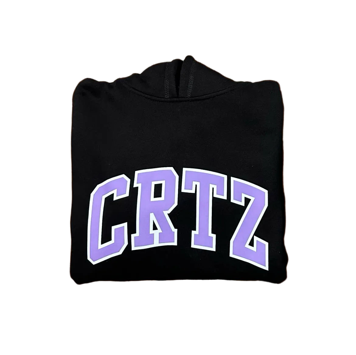 Title: Corteiz “CRTZ” Black Hoodie — Bold Purple Lettering on Classic Streetwear Silhouette