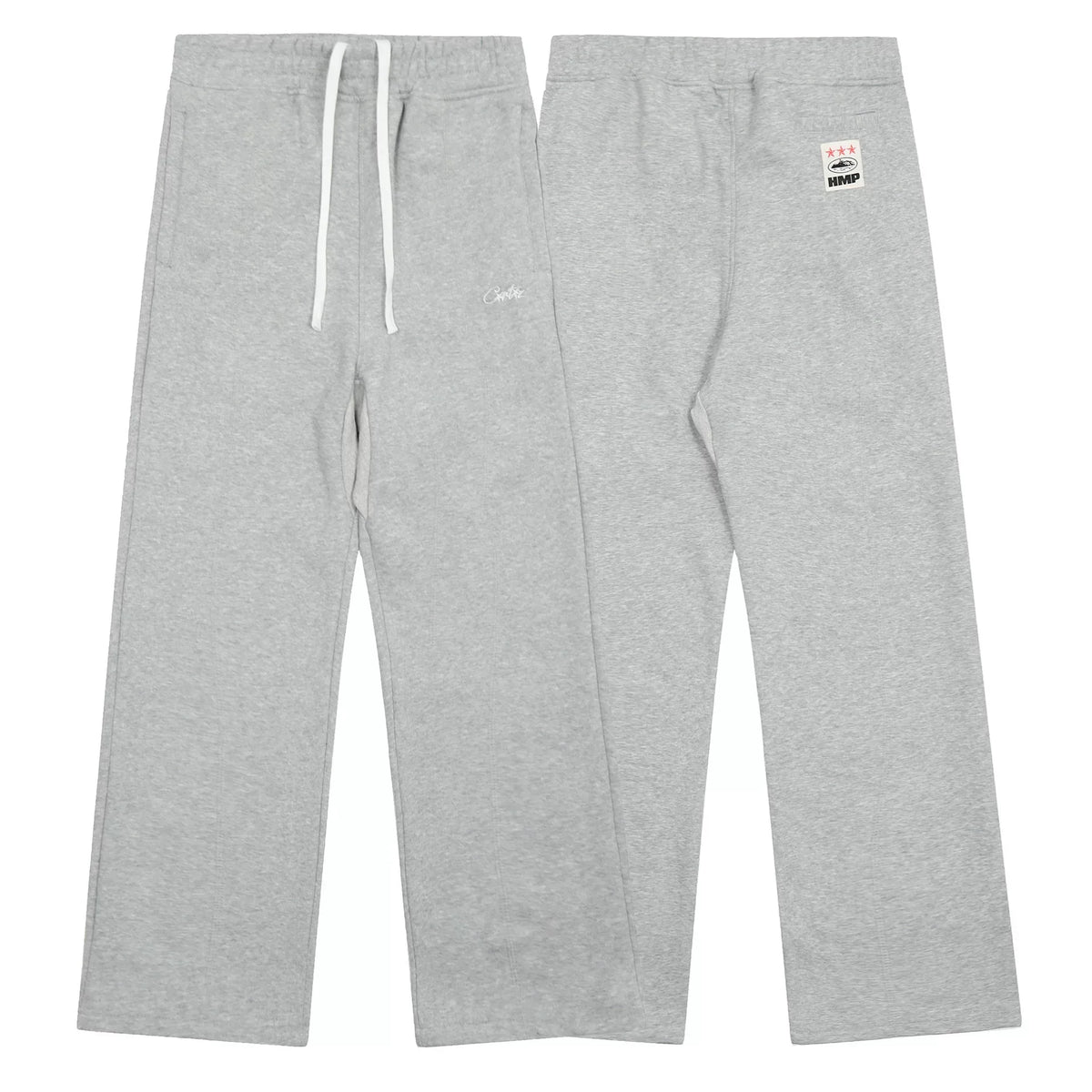 Light Gray Minimalist Straight-Leg Sweatpants | Casual Streetwear Pants with Logo Detail