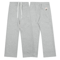 Light Gray Minimalist Straight-Leg Sweatpants | Casual Streetwear Pants with Logo Detail