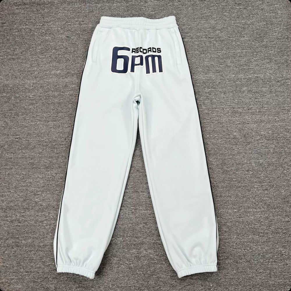 6PM Records Graphic Side‑Stripe Jogger Pants