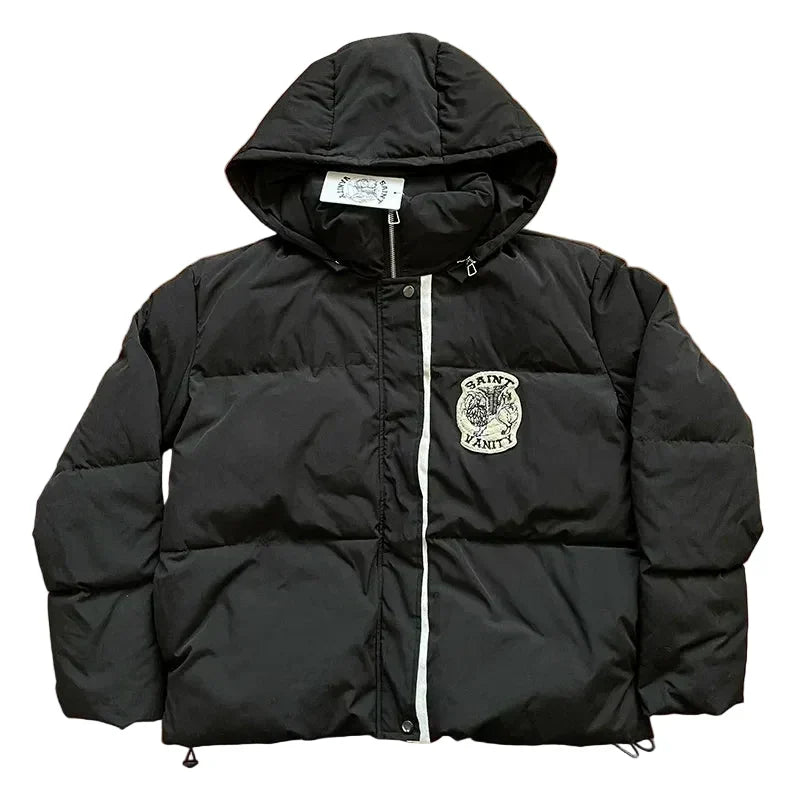 SAINT VANITY Fashion V-neck Hooded Embroidered Down Jacket