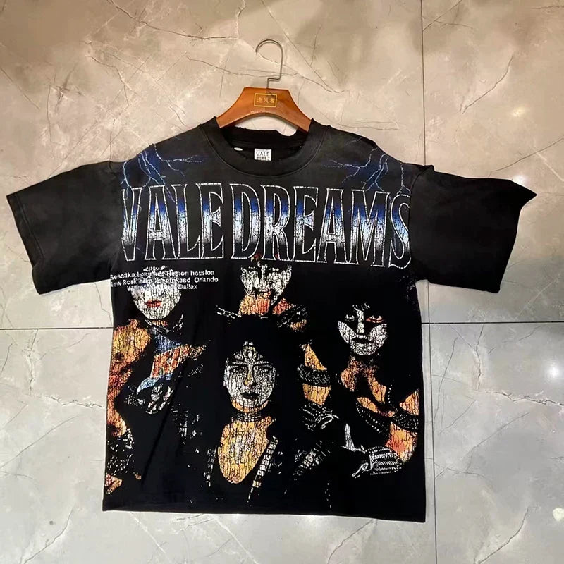 Valleydream Black Rock Band Portrait Vintage Graphic T-Shirt