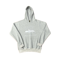Grey Vintage Graphic Hoodie – Oversized Streetwear Pullover Sweatshirt