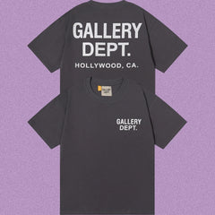 Gallery Dept. Hollywood Logo Short Sleeve T-Shirt - Dark Grey/White