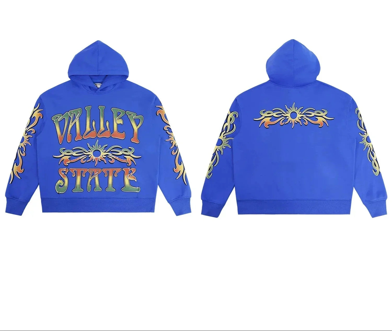 Valleydream Blue Valley State Tribal Print Hooded Sweatshirt