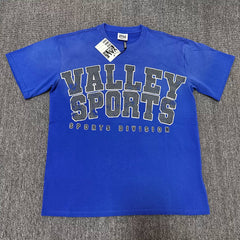 VALEFOREVER Blue Valley Sports Vintage Letter Graphic Short Sleeve T-Shirt