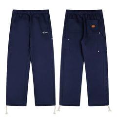 Navy Blue Utility Straight-Leg Pants | Minimalist Streetwear Cargo Pants with Functional Details
