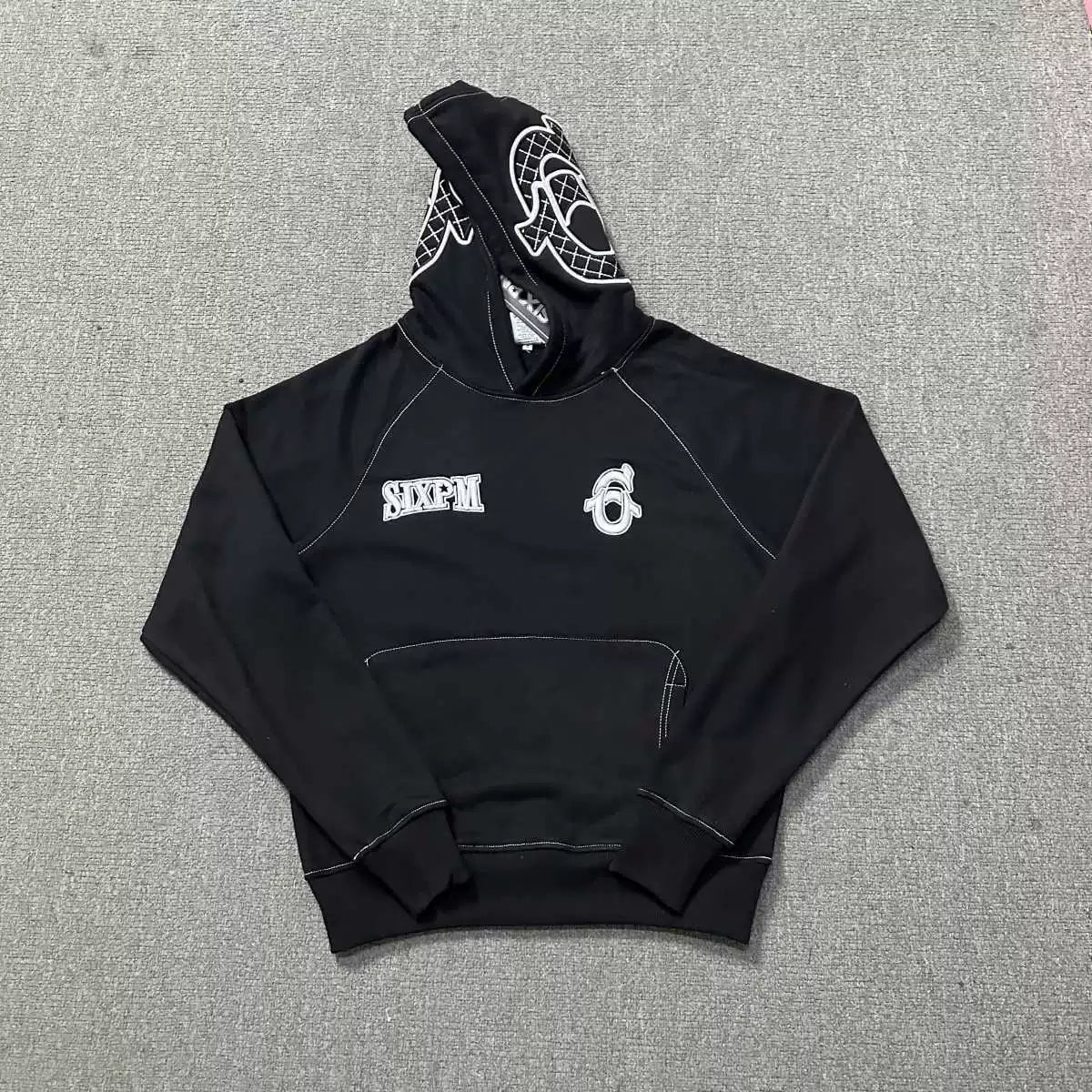 6PM Trendy Graphic Embroidered Cropped Hoodie Street‑Wear Pullover