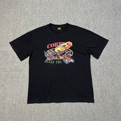 Corteiz “Rules The World” Racing Car Graphic Black T-Shirt — Retro Automotive Print on Oversized Streetwear Tee