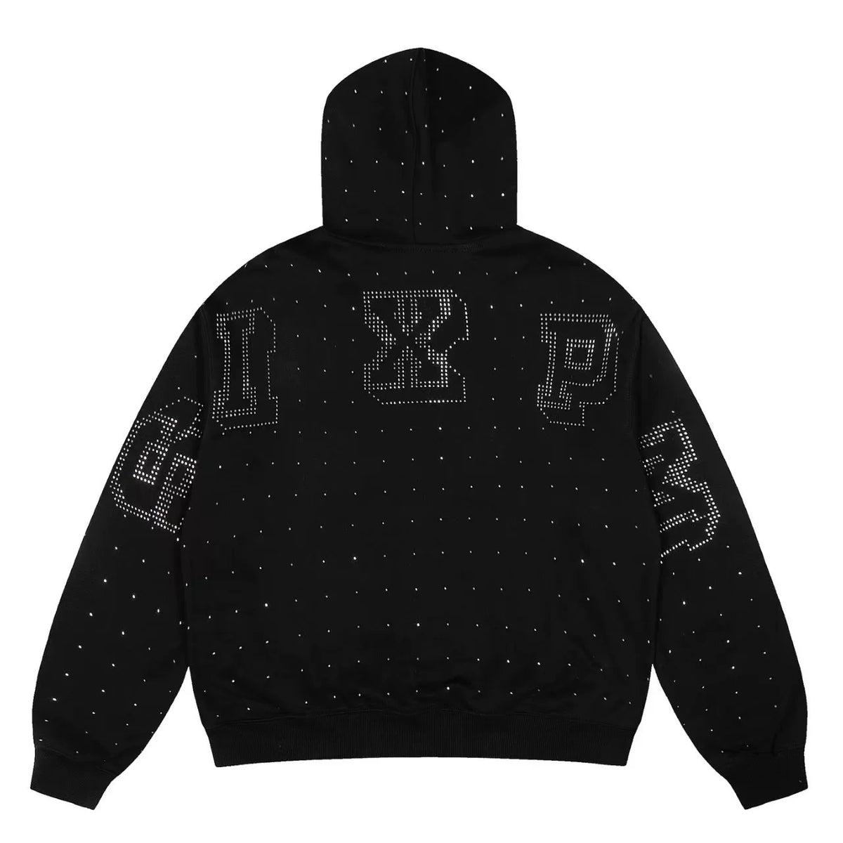 6PM Rhinestone Letter Zip‑Up Hoodie