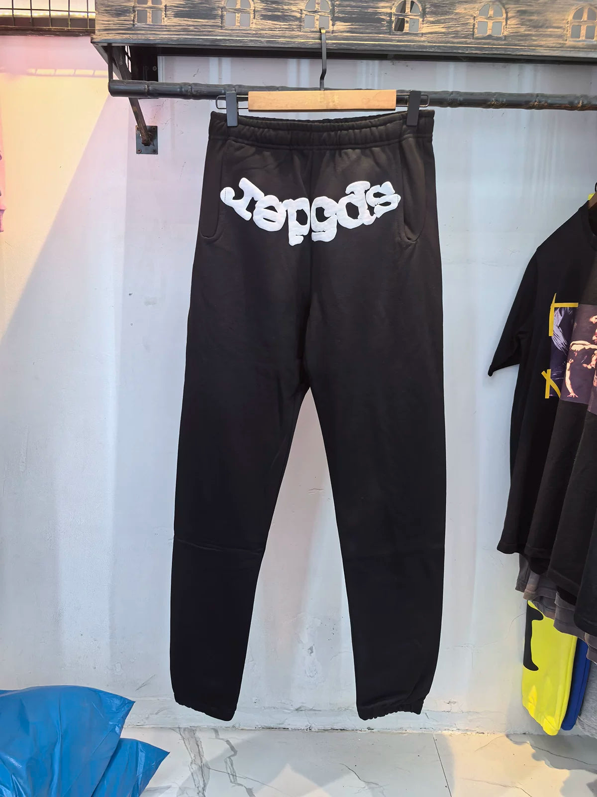 SP5DER Spider‑Web Graphic Jogger Sweatpants Hip‑Hop Street‑Wear Trousers