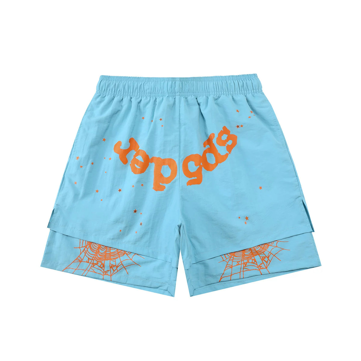 Sp5der Spider‑Web Double‑Layer Shorts Hip‑Hop Street‑Wear