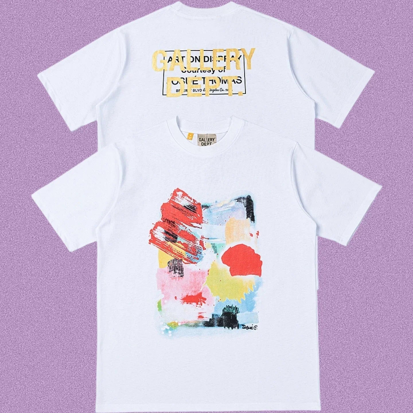 Gallery Dept. Abstract Art Collage Short Sleeve T-Shirt - White