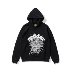 SP5DER Spider‑Web Graphic Pullover Hoodie Hip‑Hop Street‑Wear Sweatshirt