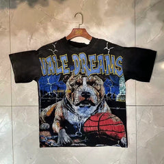Valleydream Black Pitbull Basketball Retro Vintage T-Shirt