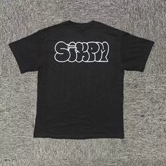 6PM Back Graffiti Letter Oversized T‑Shirt