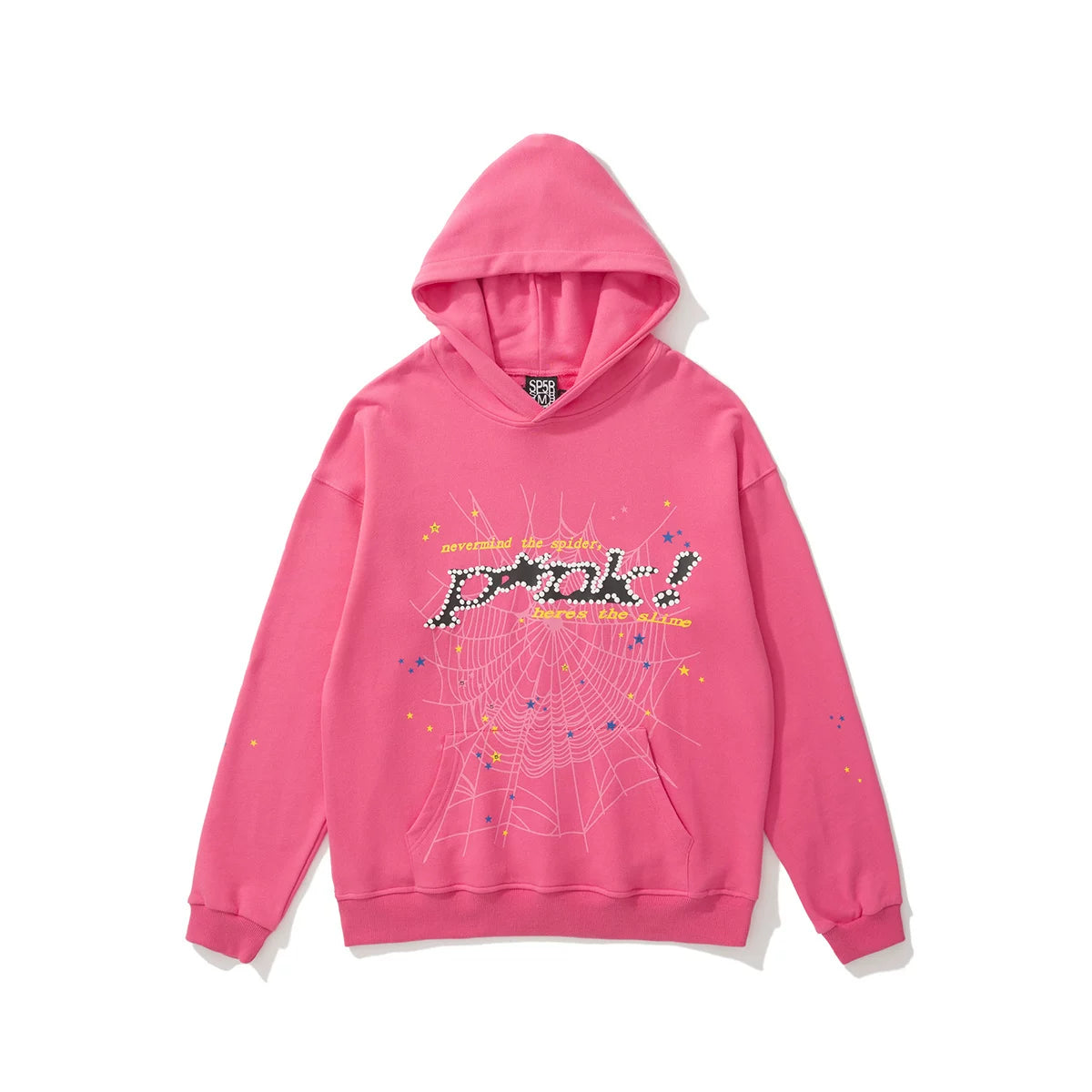 SP5DER Spider‑Web Graphic Print Pullover Hoodie Hip‑Hop Street‑Wear Sweatshirt