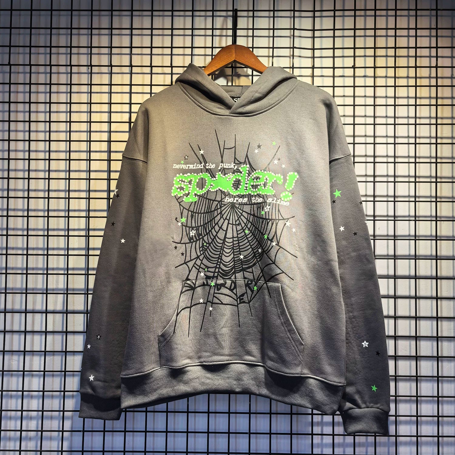 Sp5der Spider‑Web Graphic Pullover Hoodie Hip‑Hop Street‑Wear Sweatshirt
