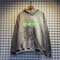 Sp5der Spider‑Web Graphic Pullover Hoodie Hip‑Hop Street‑Wear Sweatshirt
