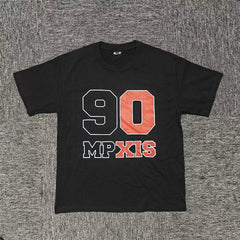 6PM 90 Number‑Letter Oversized Graphic T‑Shirt