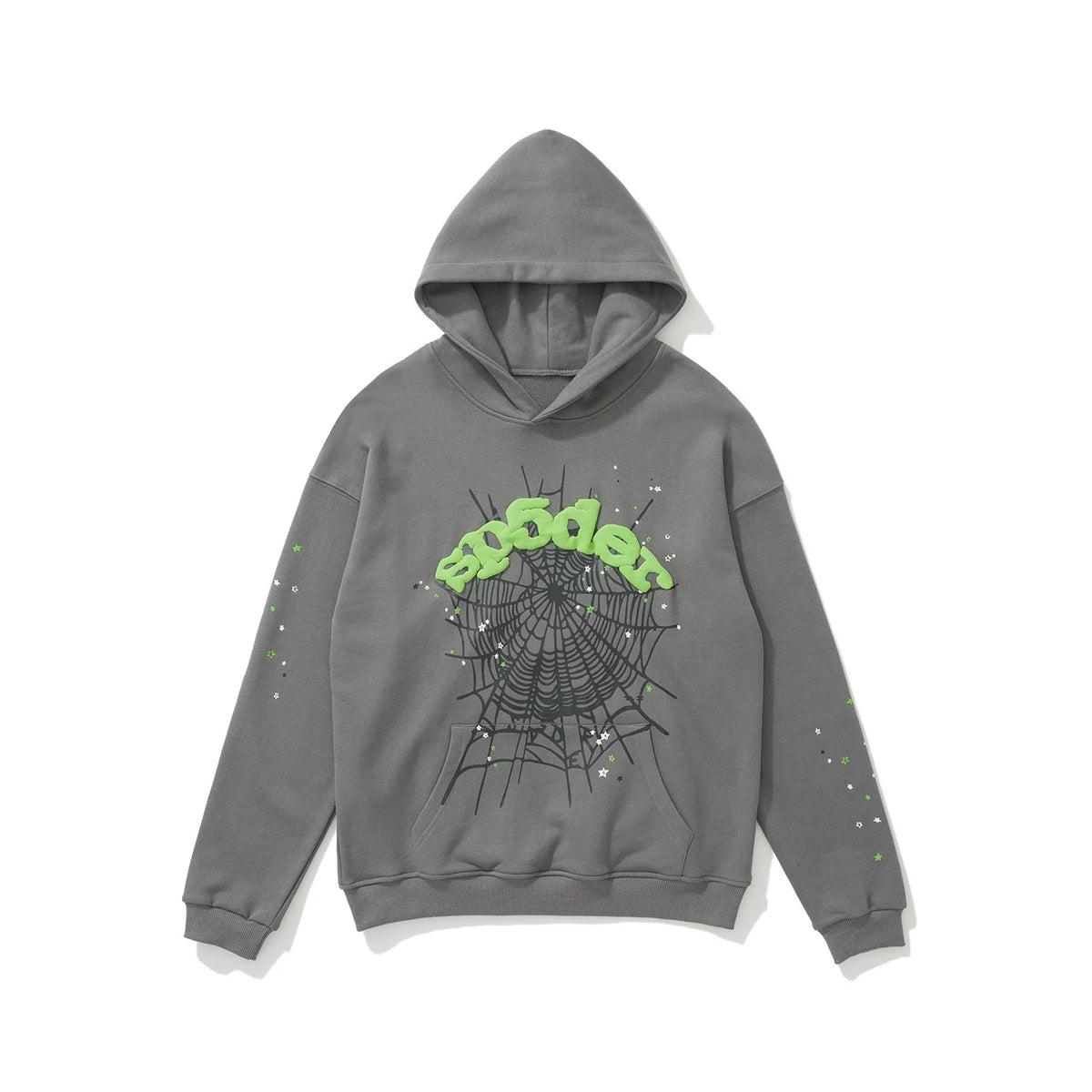 SP5DER Spider‑Web Graphic Pullover Hoodie Hip‑Hop Street‑Wear Sweatshirt