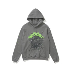 SP5DER Spider‑Web Graphic Pullover Hoodie Hip‑Hop Street‑Wear Sweatshirt