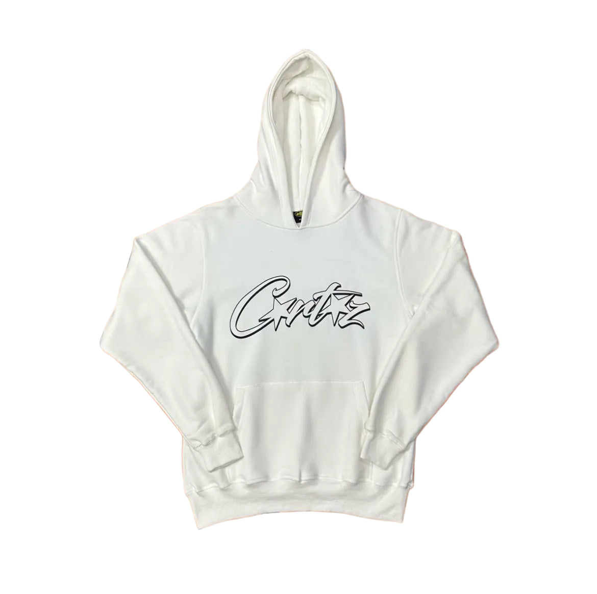 White Script Logo Hoodie – Oversized Streetwear Pullover Sweatshirt