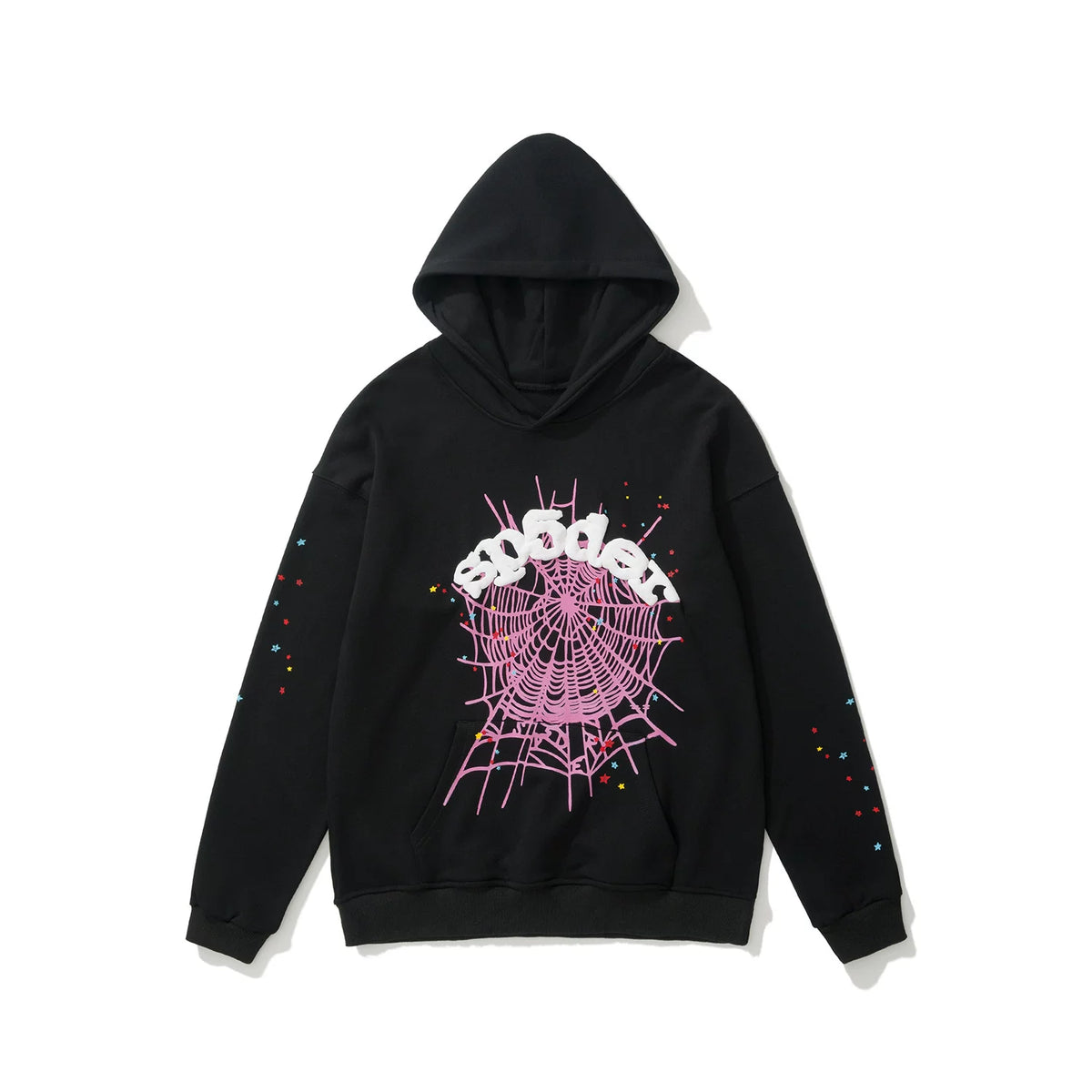 SP5DER Spider‑Web Graphic Pullover Hoodie Hip‑Hop Street‑Wear Sweatshirt