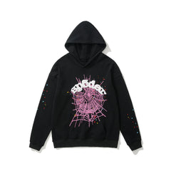 SP5DER Spider‑Web Graphic Pullover Hoodie Hip‑Hop Street‑Wear Sweatshirt