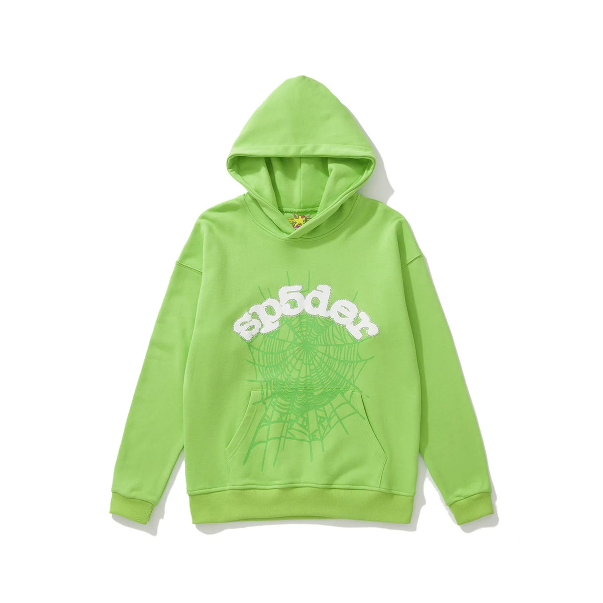 SP5DER Spider‑Web Graphic Pullover Hoodie Hip‑Hop Street‑Wear Sweatshirt