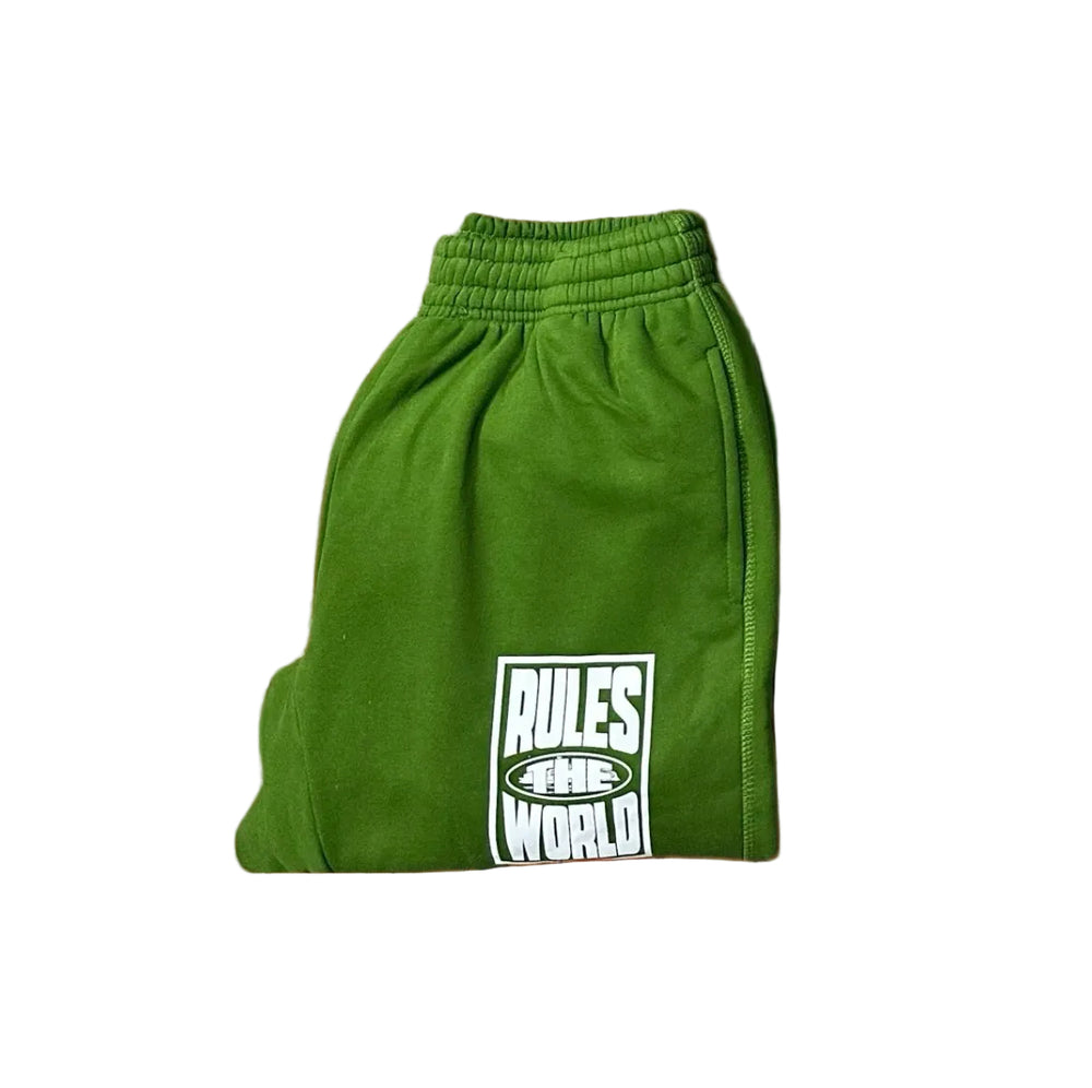 Corteiz “Rules The World” Green Casual Shorts — Streetwear Essential with Bold Graphic Print
