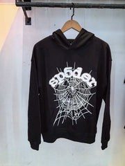 SP5DER Spider‑Web Graphic Pullover Hoodie Hip‑Hop Street‑Wear Sweatshirt