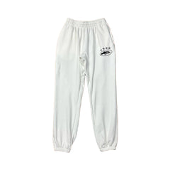 White Vintage Oval Graphic Sweatpants – Oversized Streetwear Joggers