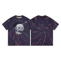 Gallery Dept. Tie-Dye Skull Graphic Short Sleeve T-Shirt - Dark/Red