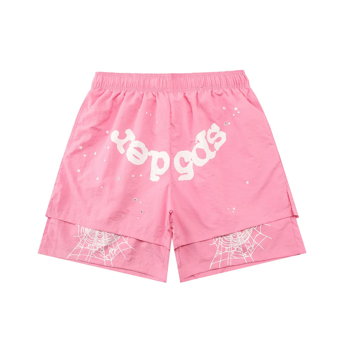 Sp5der Spider‑Web Double‑Layer Shorts Hip‑Hop Street‑Wear