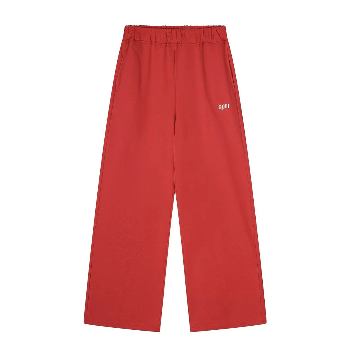 6PM Small‑Logo Red Wide‑Leg Sweatpants