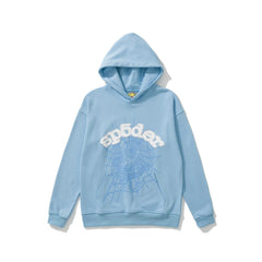 SP5DER Spider‑Web Graphic Pullover Hoodie Hip‑Hop Street‑Wear Sweatshirt