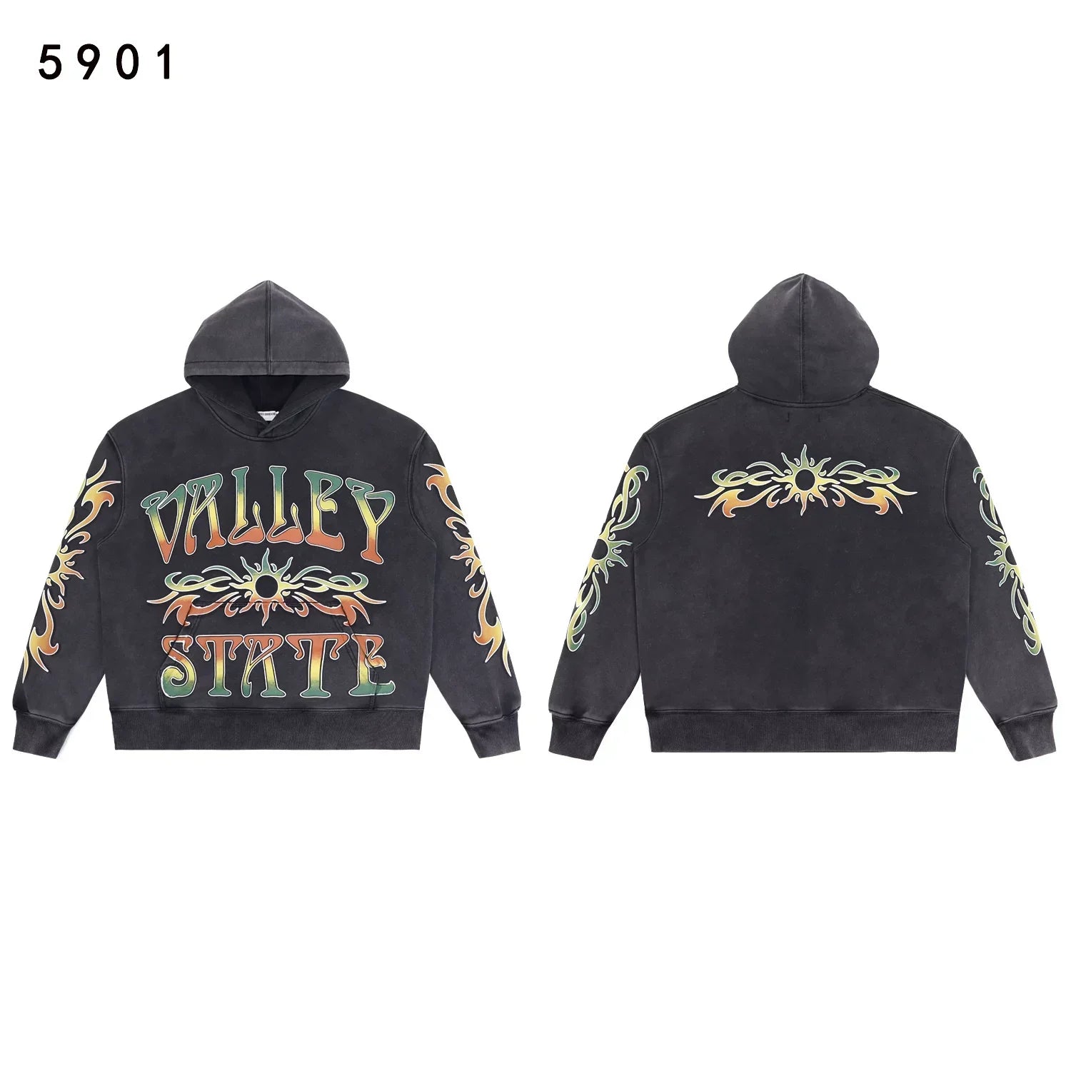 Valleydream Black Valley State Graphic Vintage Hoodie