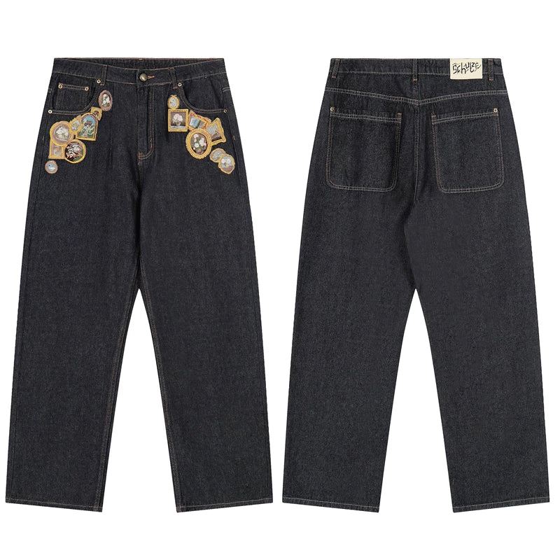 Derschutze Embroidered Straight Denim