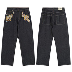 Derschutze Embroidered Straight Denim