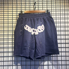 Sp5der Distressed Raw‑Edge Sweat Shorts Hip‑Hop Street‑Wear